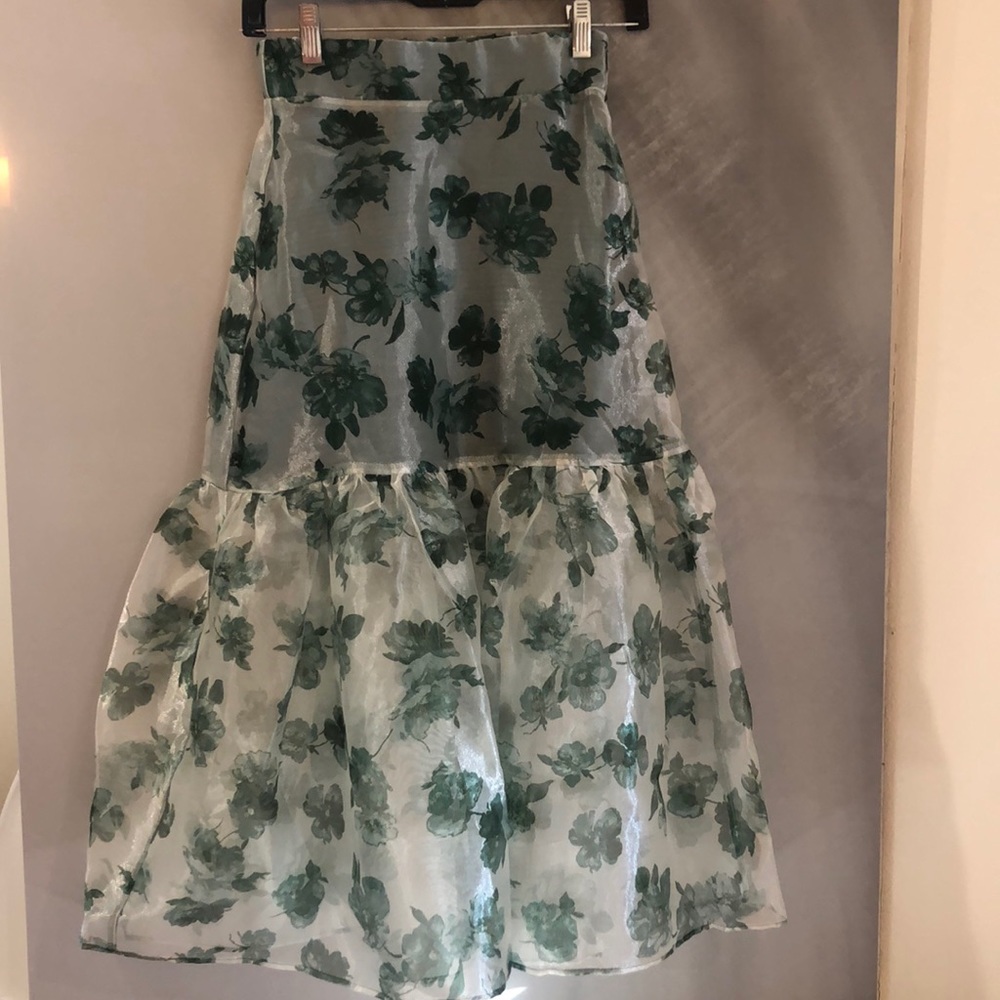 Peplum floral midi skirt